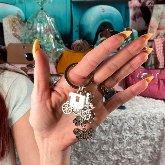 Coach Silver and White Carriage Keychain - Picture 1 of 1